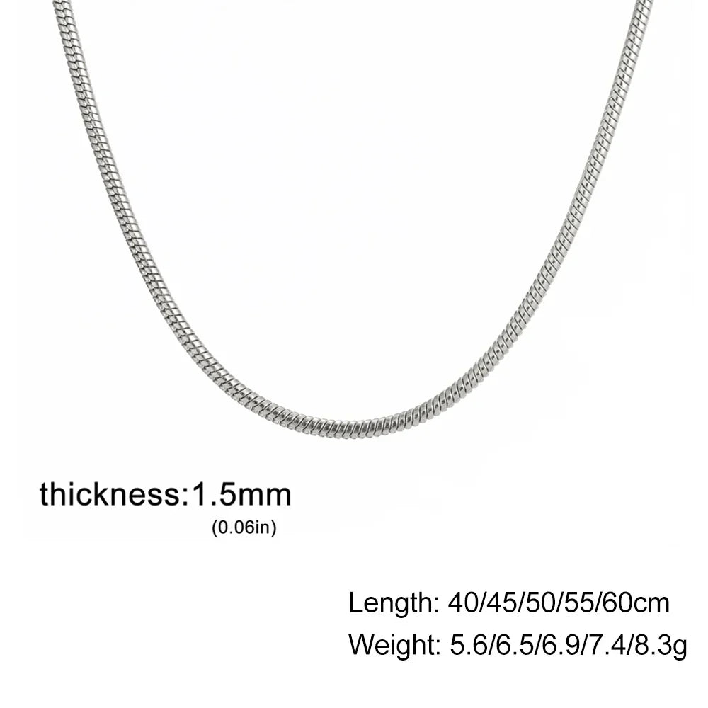 Stainless Steel Gold Color Round Snake Chain Necklace Women Men Long Neck Chains Trendy Punk Jewelry Gift Wholesale