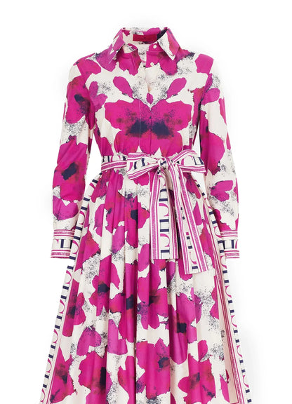 Women's Dress New Long sleeved Shirt Long Skirt Flower Print Party Dress