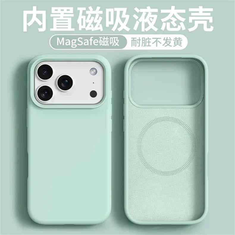 Magnetic Case For iPhone 17 Pro Max 17 Ari MagSafe Liquid Silicone Comfortable Feel Built in Flocking Protect Cover
