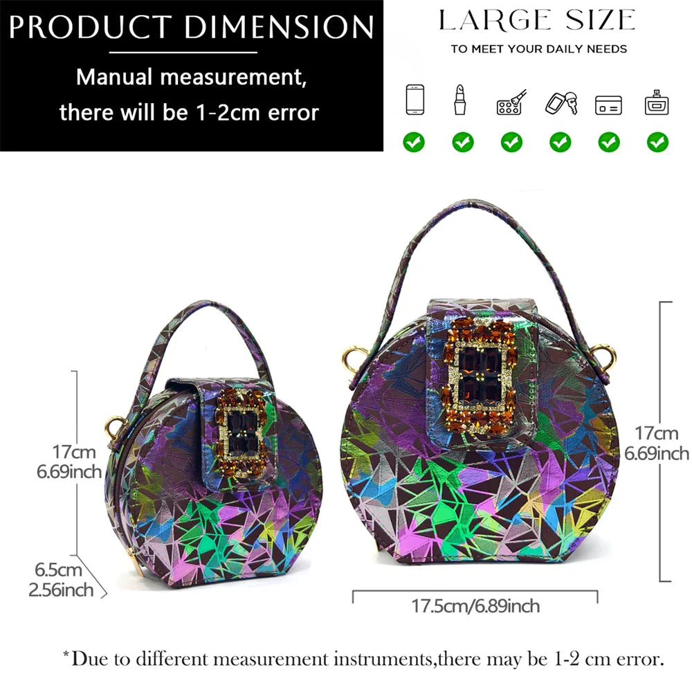 Orange Color Elegant Women Shoes and Bag Set Decoration Rhinestones Square Head Women High Heels Shoes