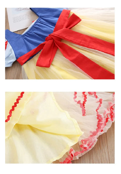 Girls' Snow White Dress Summer Style Little Girl's Frozen Fluffy Mesh Birthday Dress Skirt
