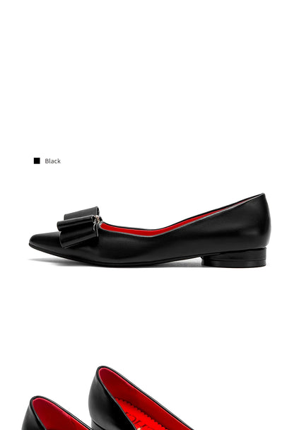 2025 Women's Flat Shoes New Black Pointed Bow Business Shoes Comfortable Commuting Women Shoes