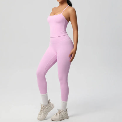 2PCS Yoga Set Nude Feeling Workout Sets Women Tracksuit Gym Push Up Fitness Running Workout Sportwear Sport Bra Leggings Suit