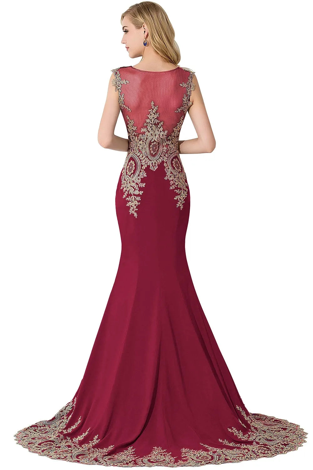 Vestidos de Baile Sereia de Renda Transparente, Luxuosos Apliques, Bordados, Missangas, Vestidos de Noite Ilusão, Vestido de Festa Longo