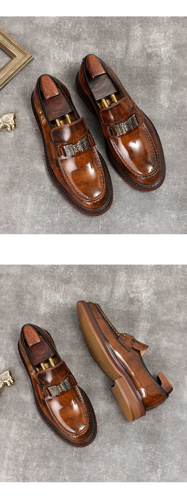 Leather Men Formal Shoes Luxury Brand 2025 Men's Loafers Dress Moccasins Breathable Slip on Brown Driving Shoes Plus Size 37-45
