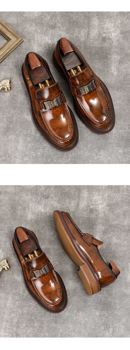 Leather Men Formal Shoes Luxury Brand 2025 Men's Loafers Dress Moccasins Breathable Slip on Brown Driving Shoes Plus Size 37-45