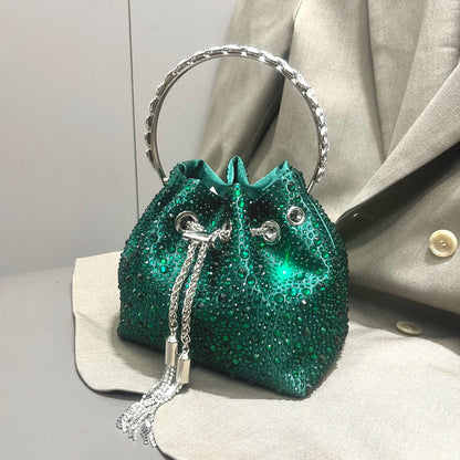 Handle Rhinestones Evening clutch Bag Purses and handbag luxury Designer shoulder bag Shiny Crystal Clutch purse bucket bag