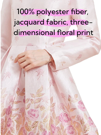 Fall/Winter Elegant French-style Romantic Pink Heavy Embroidery V-Neck Long-Sleeve Party Banquet Dress wedding guest dress