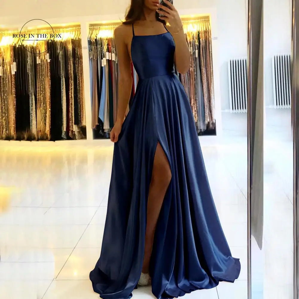 Elegant Burgundy Prom Maxi Dresses For Women 2025 Sexy Backless Side Slit Halter Satin Evening Party Gowns Vestidos De Gala