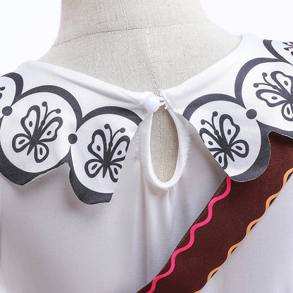 Fantasia Infantil de Princesa para Meninas Encanto Halloween Roupa Rodada Estampada Mirabel Desenho Animado Vestido Cosplay para Crianças 3-12 Anos