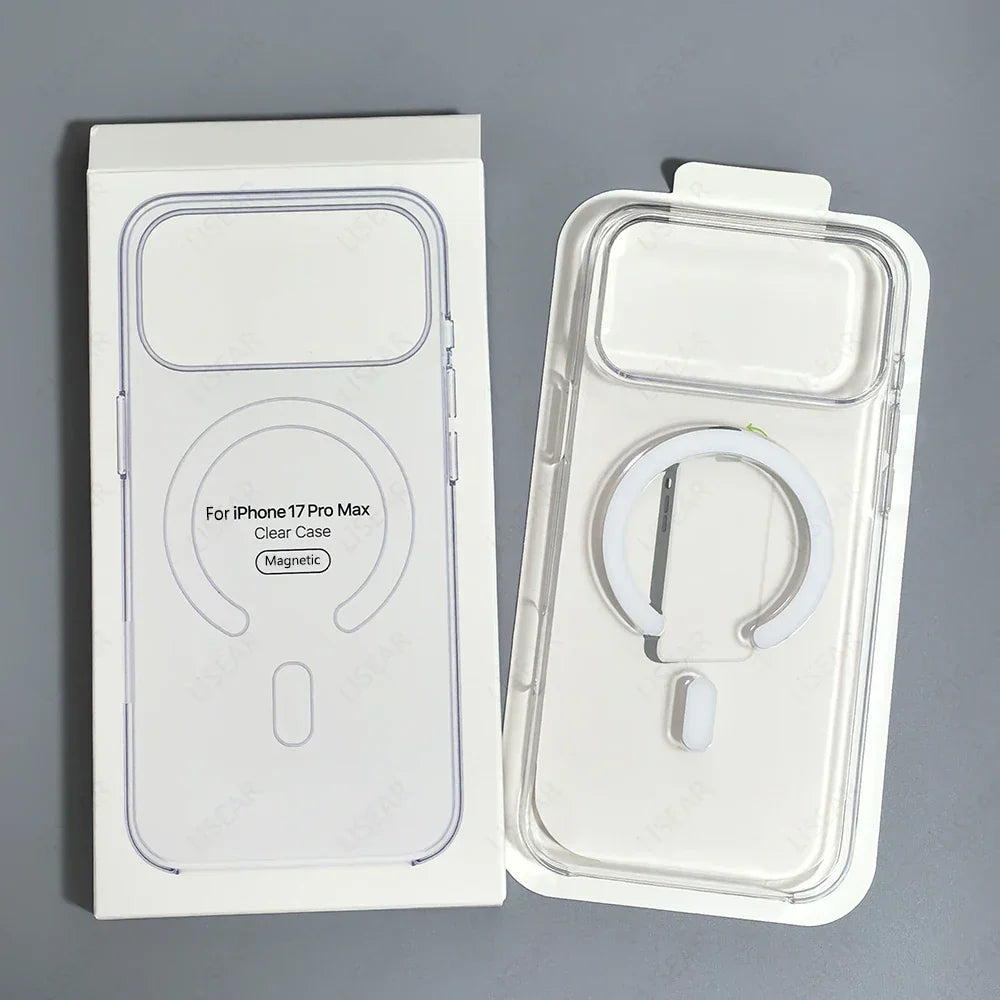 Original Clear Phone Case For iPhone 17 Air 16 15 14 13 12 Pro Max Mini For Magsafe Wireless Charging With Touch Camera Button