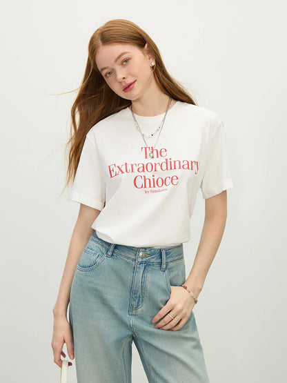 Round Neck Casual All-match Letter Short-sleeved T-shirt for Women 2025 Summer Vacation Season Fashionable Top 25FS12211