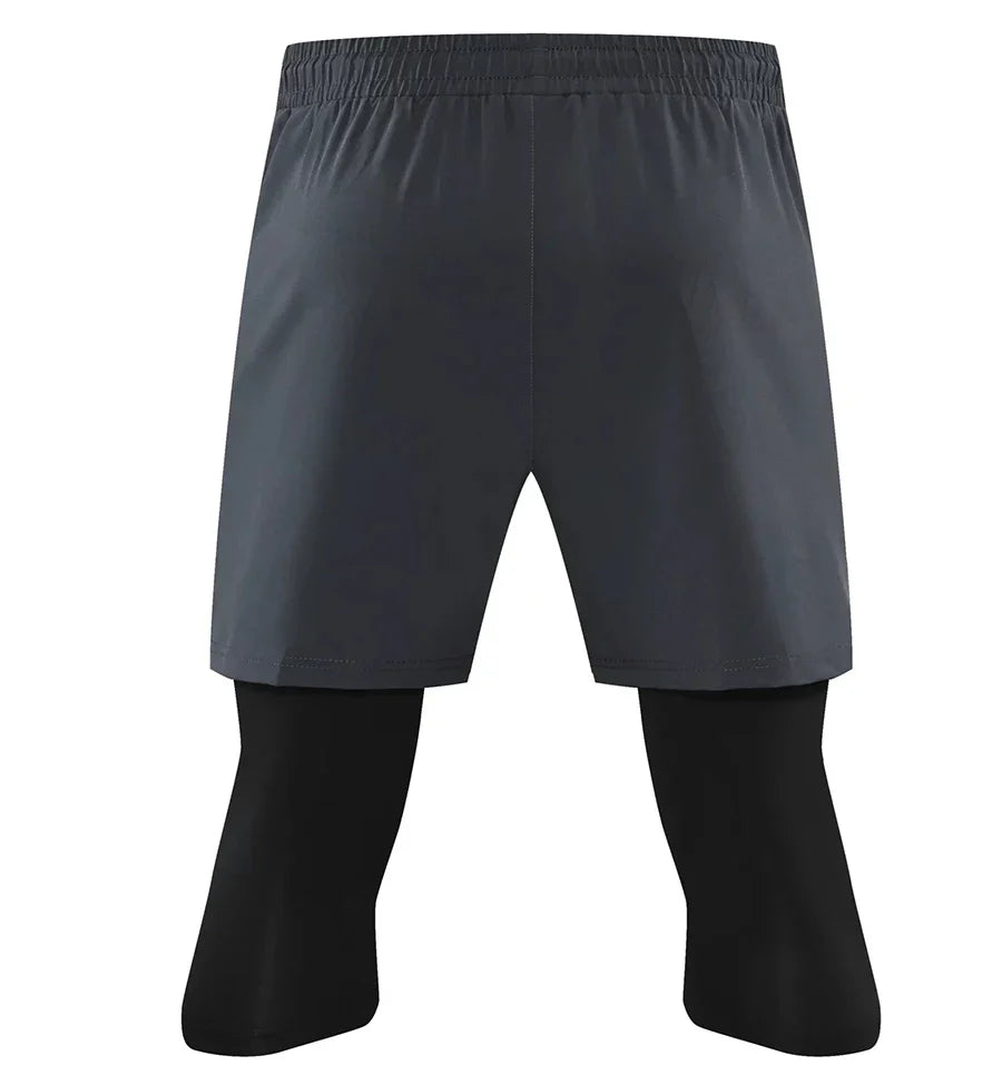 Men Tight Sport 2 In 1 Cropped Pants 2024 Summer Elastic Quick-dry Compression Workout Training Exercise Running Sports Shorts