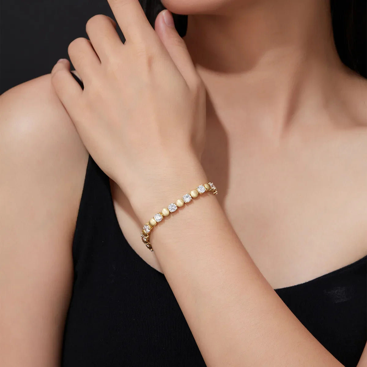 each 5mm Round Moissanite Necklace Bracelet Set for Women S925 Silver Plated 18K Gold Wedding Party Fine Jewelry Gift