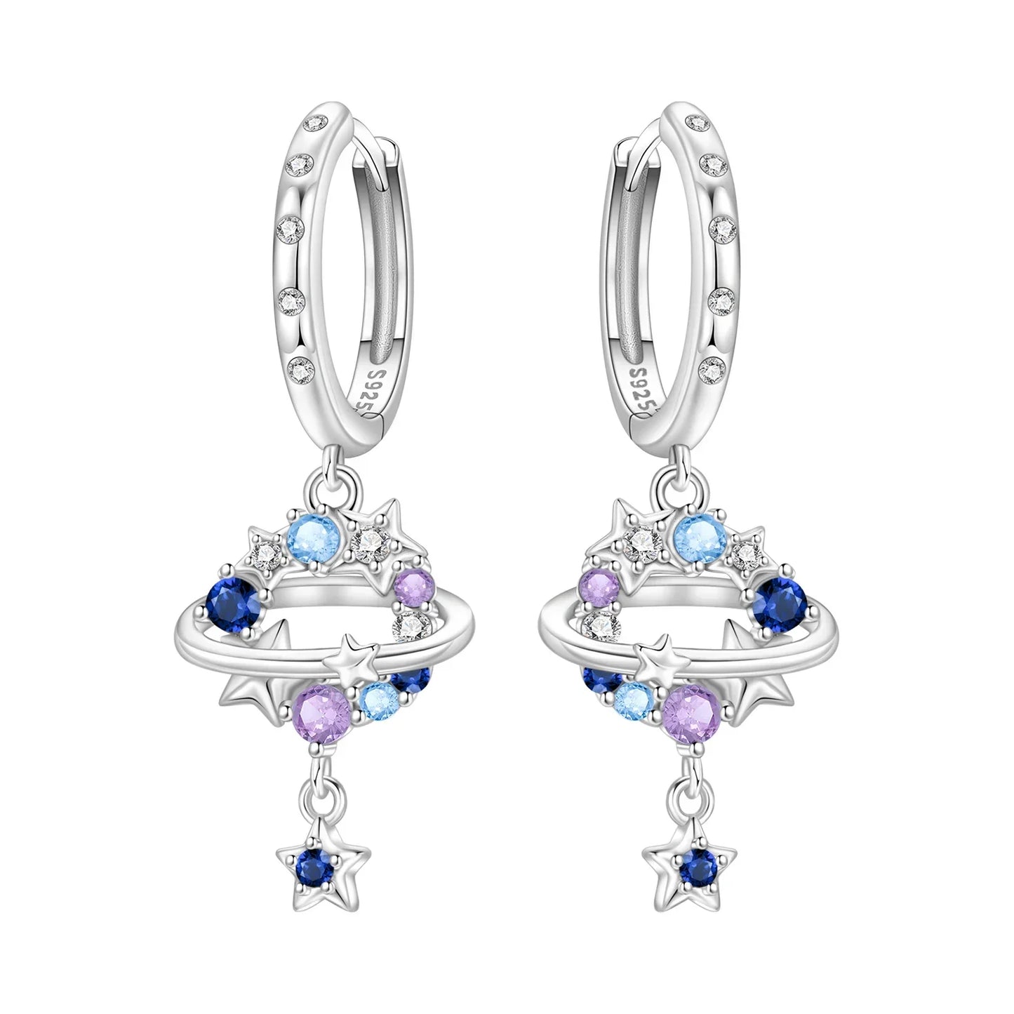 925 Sterling Silver Multi Layer Starry Tassel Drop Earrings Women Earrings Charm Trend Versatile Party Jewelry Gifts