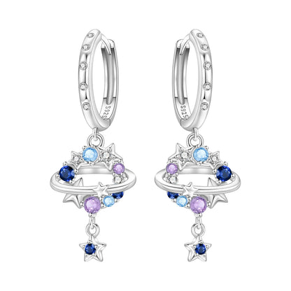 925 Sterling Silver Multi Layer Starry Tassel Drop Earrings Women Earrings Charm Trend Versatile Party Jewelry Gifts