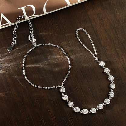 3mm Moissanite Bracelets for Women Girls 15-20cm Adjustable Chain 925 Sterling Silver Plated 18k Dainty Bubble Bracelet
