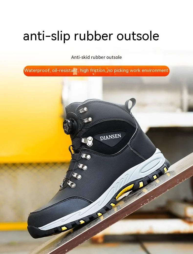 Puncture-Proof Protective Shoes Work Boots Tactical Boots Rotating Button Safety Shoes Men Work Sneakers Indestructible Shoes