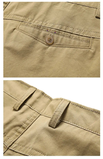 Classic Cotton Board Shorts Knee Length Comfortable Bermuda Shorts Outdoor Beach Shorts Black Khaki