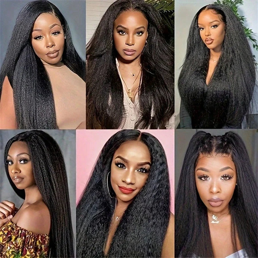 13x4 Straight HD Lace Front Human Hair Wigs kinky Straight 360 Full Lace Frontal Wigs For Women Pre Plucked 250 Density