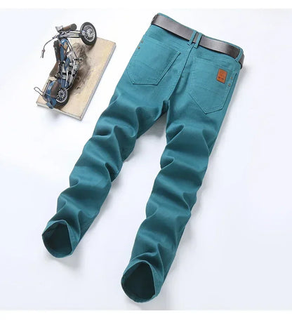 Autumn Jeans Men's New Brand Clothing Fashion Stretch Denim Pants Straight Trousers Male Red Lake Blue Yellow Trousers