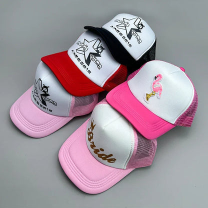 New Cool Street Hip Hop Letter Colorful Meshed Men Women Baseball Hats Cotton Summer Adjustable Breathable Snapback Sport Caps