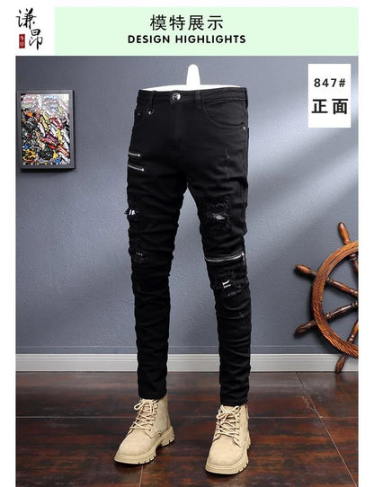 2024 Spring and Autumn New Fashion Black Stretch Straight Leg Jeans Men's Casual Comfort Breathable High-Quality Denim Pants