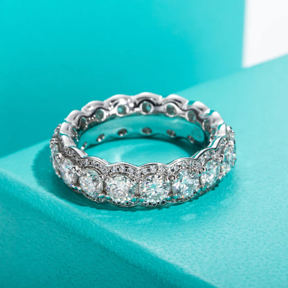 4mm 5.5cttw D Color Moissanite Wedding Band Ring 925 Sterling Silver Eternity Band  Rings For Women Jewelry Wholesale