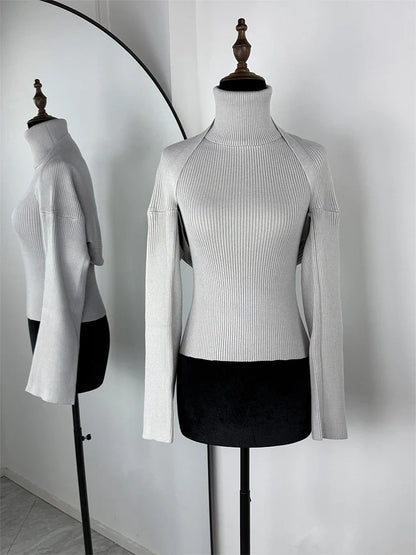 Trendix Hollow Out Sweater Sets For Women 2025 Fall New Long Sleeve Knitwear Shawl Suits Sexy Backless Knit Tank Top 2 Piece Set