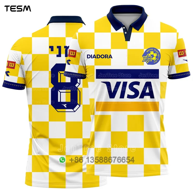 Summer Sports POLO Shirt Men Casual Short Sleeve Lapel Printed T-shirt Striped Retro Fashion Top Outdoor Team Breathable POLO