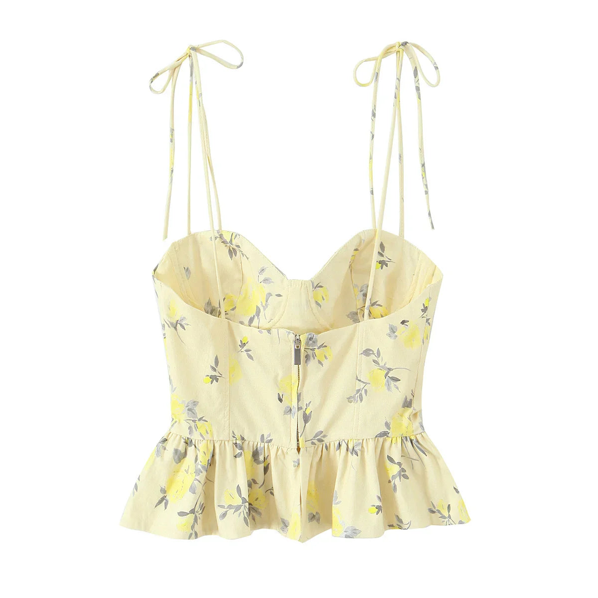 Elegant Corset Top Backless Short Cami Tops New 2026 Summer Fashion Floral Printed Sexy Party Night Tops