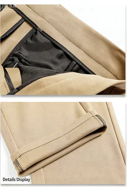 Men's Business Casual Straight Pants - Stretch Non-Iron Formal Trousers for Office Work & Daily Commute