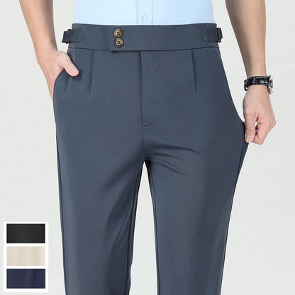 Quality Mens Business Casual Pants Elastic Dress Pants Stretch Golf Pants Black Grey Beige Summer Spring Pants
