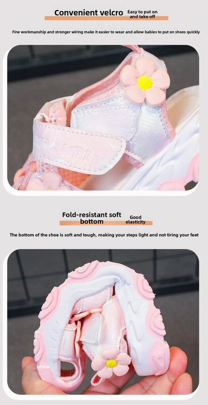 Summer Sport Sandals For Girls PU Leather Waterproof Beach Running Footwear For Children  Hollow Out Teenager Kid's Sneakers