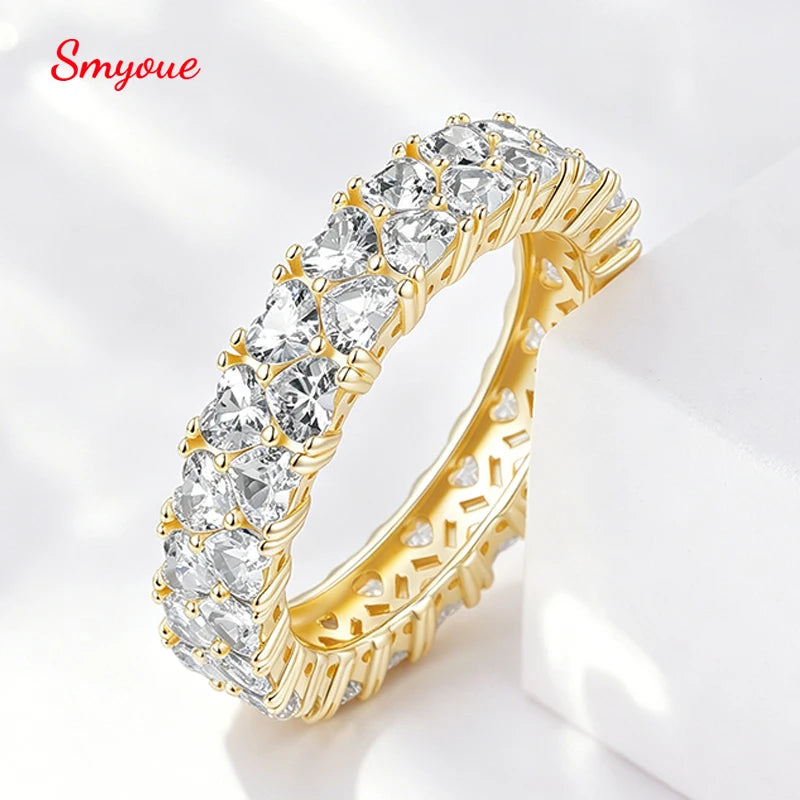 3mm Heart Cut Full Moissanite Rings for Women Stackable Ring Eternity Band S925 Sterling Silver 18k Plated Jewelry Gifts