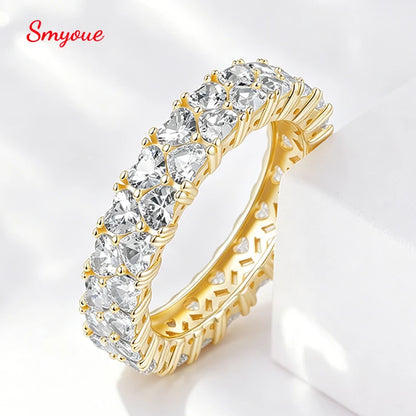 3mm Heart Cut Full Moissanite Rings for Women Stackable Ring Eternity Band S925 Sterling Silver 18k Plated Jewelry Gifts
