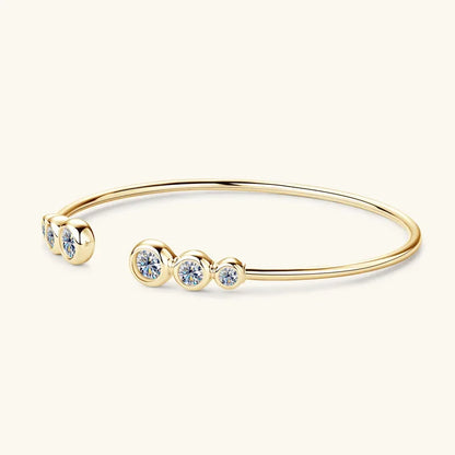 Four Prong Moissanite Cuff Bangle 5mm 0.5CT Round Cut D Color 925 Silver Open Hand Chain Bracelet For Women Girl Lady Gift