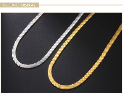 Stainless Steel Snake Chain Necklace for Women Men Gold Color Herringbone Choker Neck Chains 2026 Trend Jewelry Gift Hot