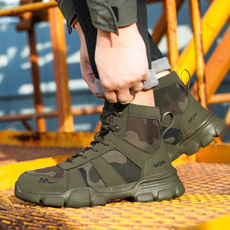 Camouflage Steel Toe Cap Non Slip Industrial Shoes Men and Women Safety Shoes Anti-Scalding Anti-Smash Anti-Puncture Work Boots