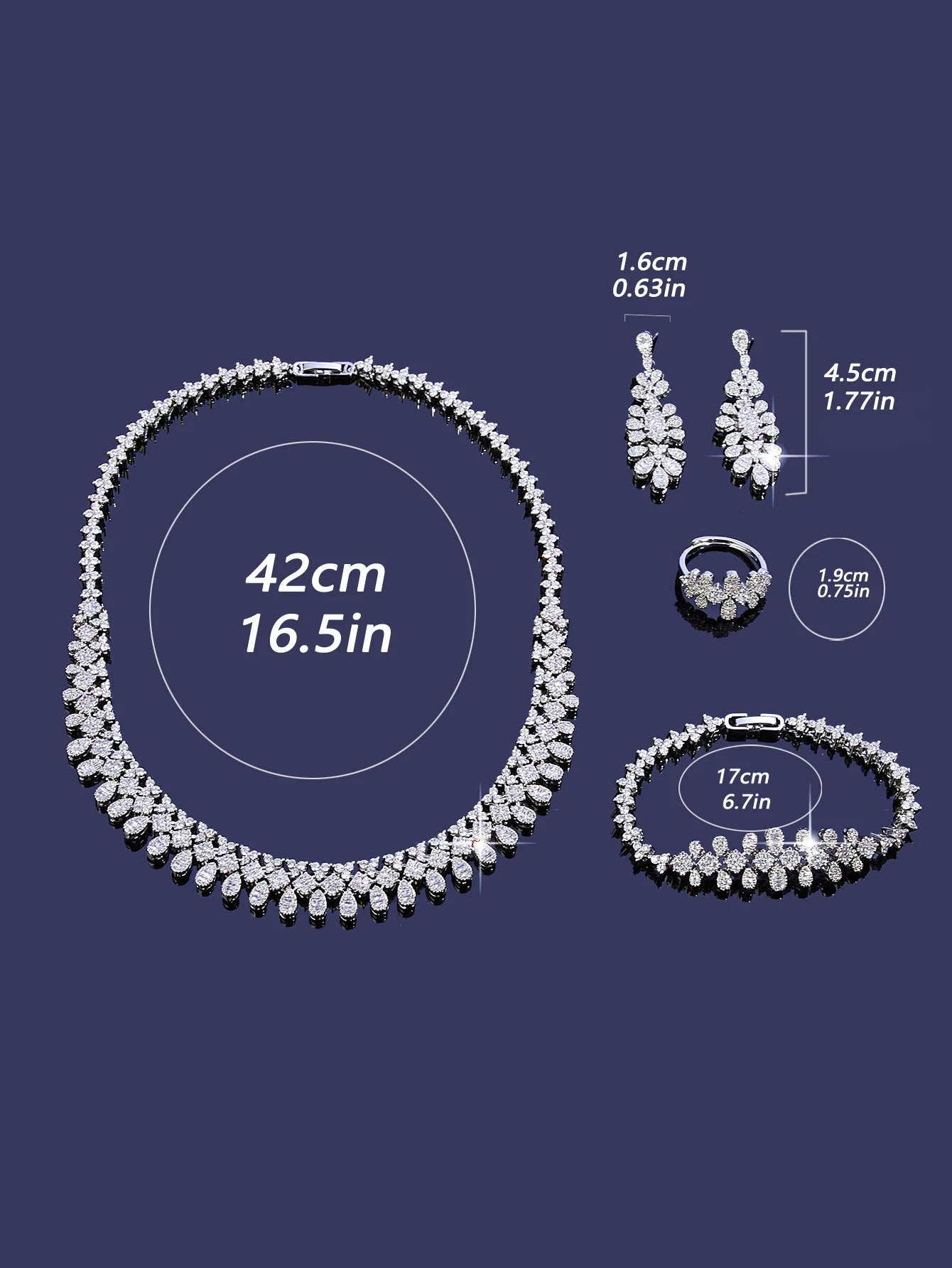 2025 New 4-Piece Bride Cubic zirconia Necklace Set Women's Party Bridal Wedding Jewelry Set