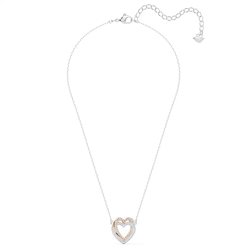 Classic Infinity Symbol Heart Jewelry Set Necklaces and Bracelets Rose Gold Rhodium Tone Finish Clear Crystals Fine Jewelry