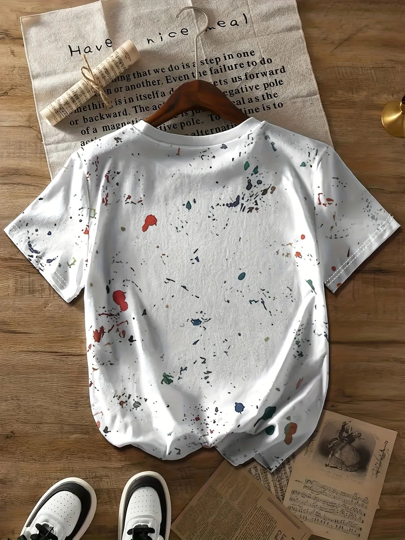 Paint Splatter Women's Tee - Artistic Graffiti Graphic, Casual Daily Wear