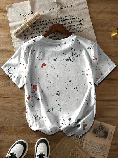 Paint Splatter Women's Tee - Artistic Graffiti Graphic, Casual Daily Wear