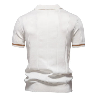 Men's Solid Color Sport Zipper Polo Shirt Athletic Social Polo Shirts for Men Office Slim Fit Polo