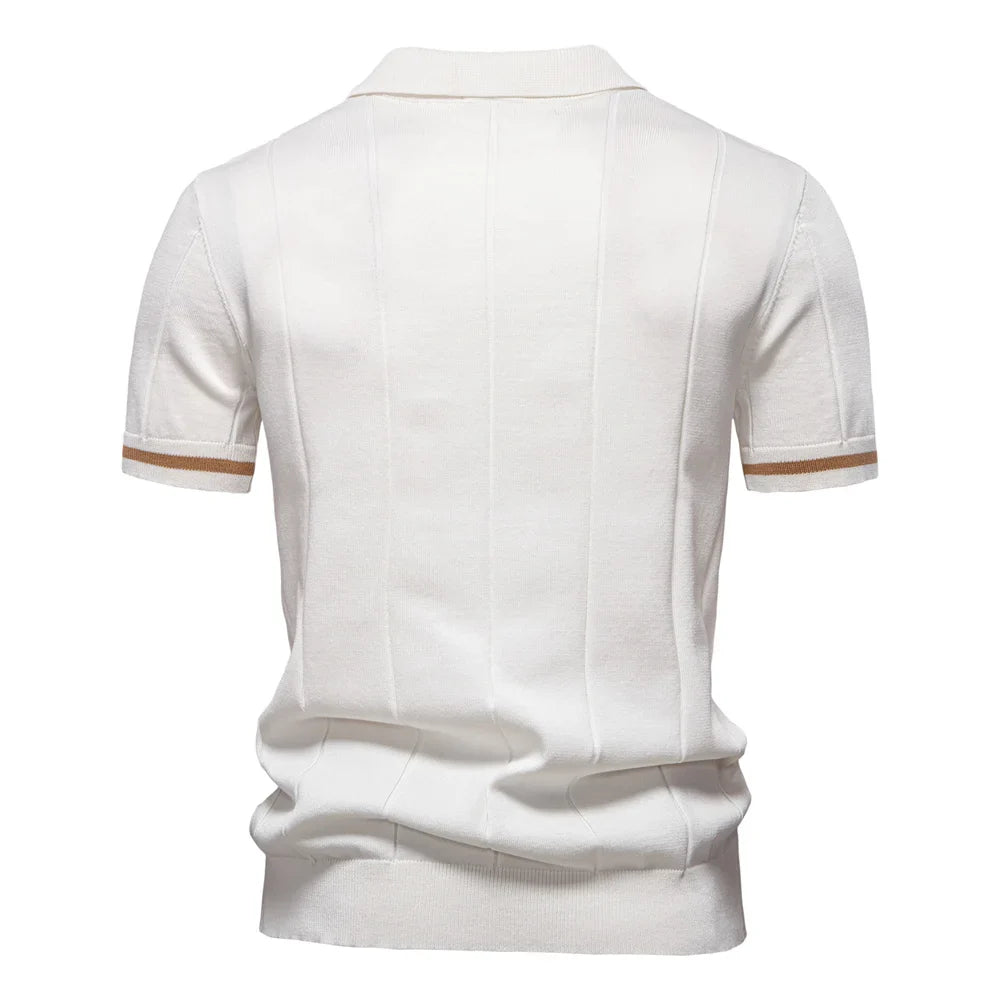 Men's Solid Color Sport Zipper Polo Shirt Athletic Social Polo Shirts for Men Office Slim Fit Polo