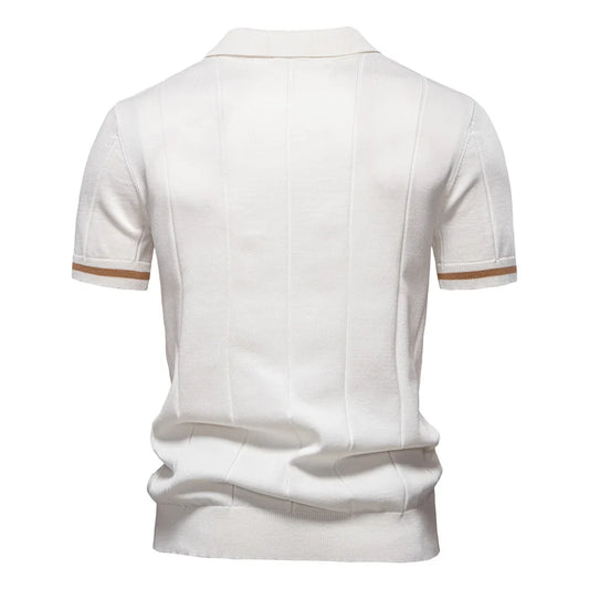Men's Solid Color Sport Zipper Polo Shirt Athletic Social Polo Shirts for Men Office Slim Fit Polo