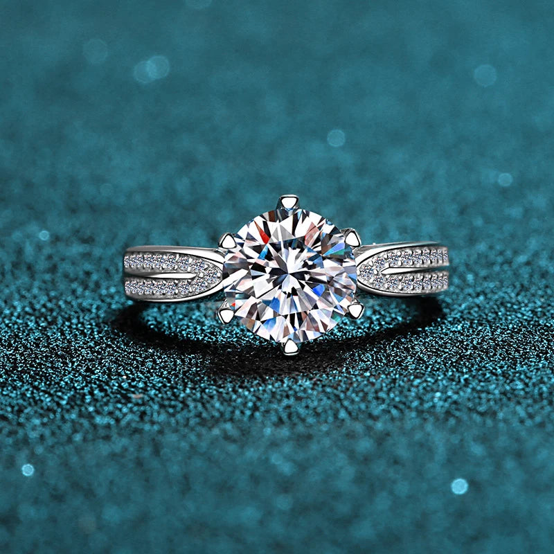 0.5ct 1ct Moissanite Engagement Ring Women Proposal Rings S925 Sterling Silver with White Gold Plated Wedding Band