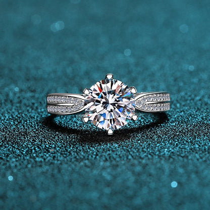0.5ct 1ct Moissanite Engagement Ring Women Proposal Rings S925 Sterling Silver with White Gold Plated Wedding Band