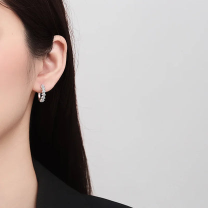 Full Moissanite Hoop Earrings for Women Brilliant cut Bride Wedding Jewelry 100% S925 Sterling Silver Plated 18k Earring