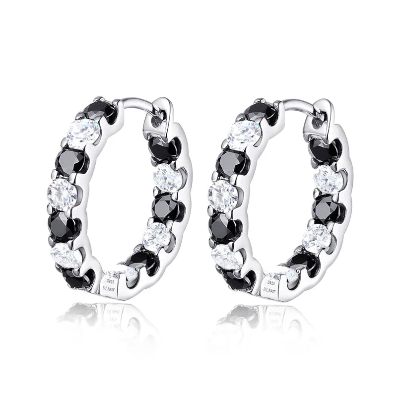 18k Plated Total 2.6CT Full Moissanite Hoop Earring for Women Sparkling Wedding Party Earring 925 Sterling Silver Jewelry